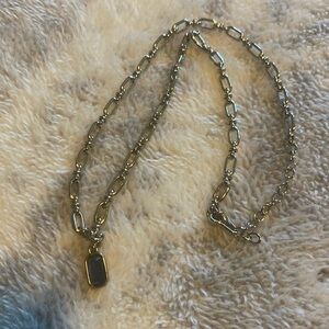 Monet Silver tone Necklace with Sapphire Blue Colored Pendant